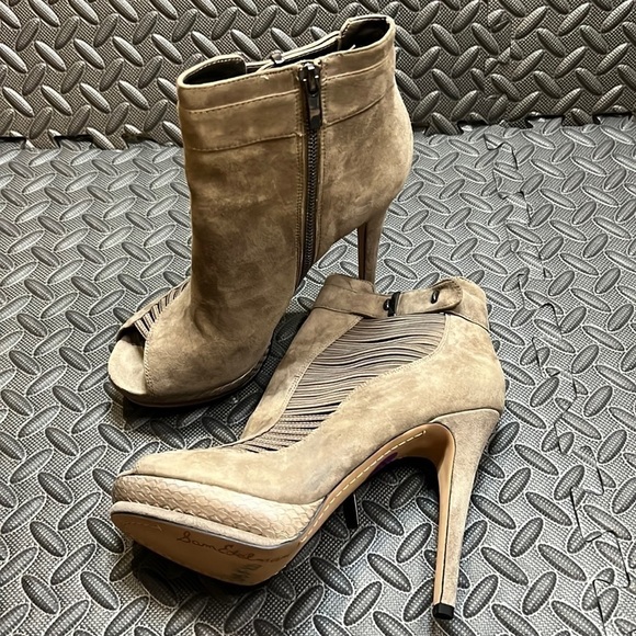 SAM EDELMAN /Suede Peep-Toe Bootie - Picture 1 of 6